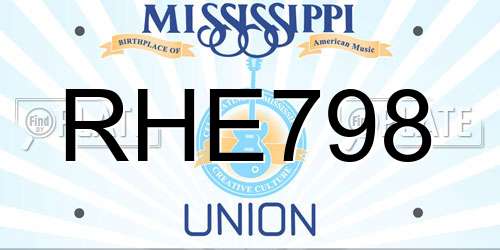 RHE798 Mississippi License Plate