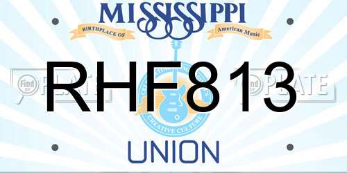 RHF813 Mississippi License Plate