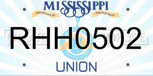 RHH0502 Mississippi License Plate