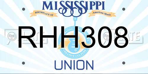 RHH308 Mississippi License Plate