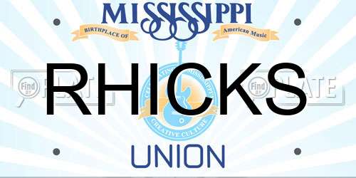 RHICKS Mississippi License Plate