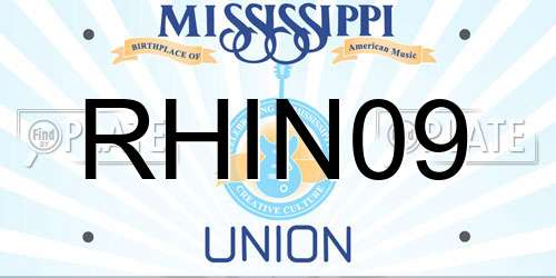 RHIN09 Mississippi License Plate