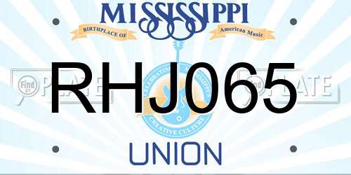 RHJ065 Mississippi License Plate