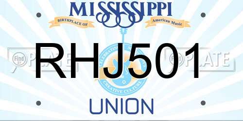 RHJ501 Mississippi License Plate