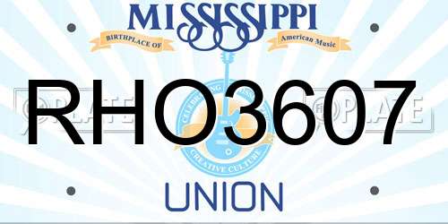 RHO3607 Mississippi License Plate