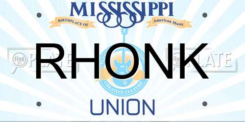 RHONK Mississippi License Plate
