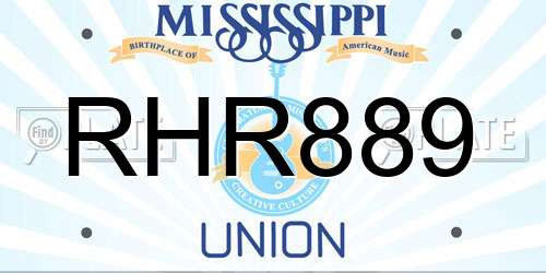 RHR889 Mississippi License Plate