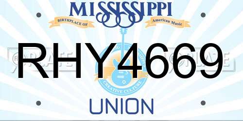 RHY4669 Mississippi License Plate