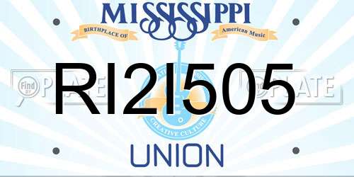 RI2I505 Mississippi License Plate