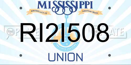 RI2I508 Mississippi License Plate