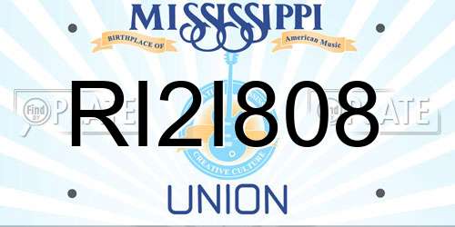 RI2I808 Mississippi License Plate