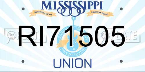 RI71505 Mississippi License Plate