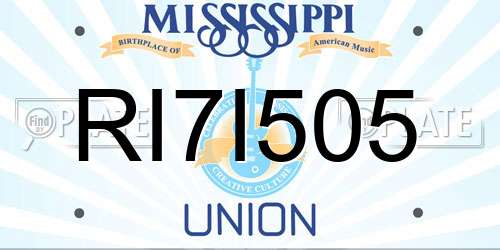 RI7I505 Mississippi License Plate