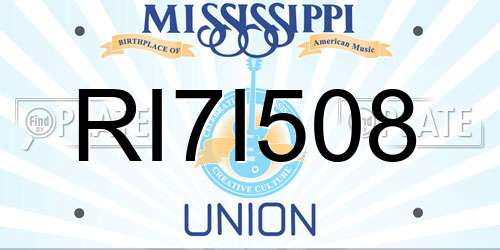 RI7I508 Mississippi License Plate