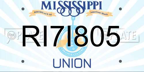 RI7I805 Mississippi License Plate