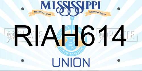 RIAH614 Mississippi License Plate