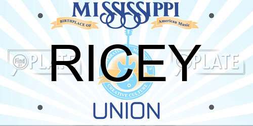 RICEY Mississippi License Plate