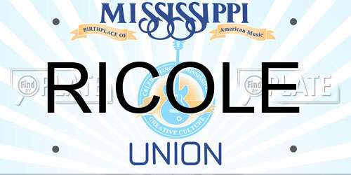 RICOLE Mississippi License Plate
