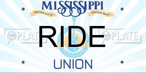 RIDE Mississippi License Plate