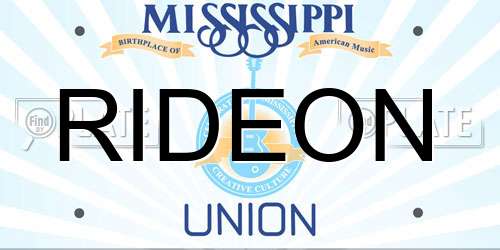RIDEON Mississippi License Plate