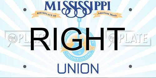 RIGHT Mississippi License Plate