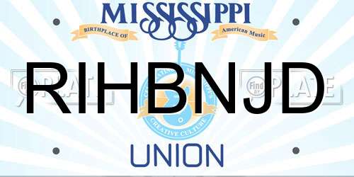RIHBNJD Mississippi License Plate