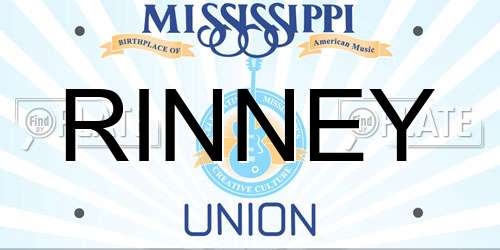 RINNEY Mississippi License Plate