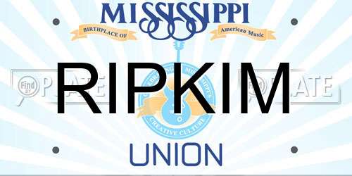 RIPKIM Mississippi License Plate