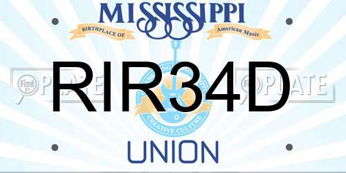 RIR34D Mississippi License Plate