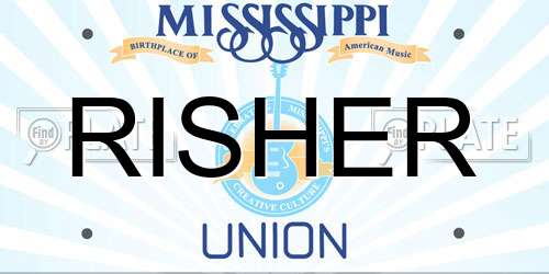 RISHER Mississippi License Plate