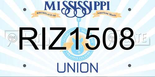 RIZ1508 Mississippi License Plate