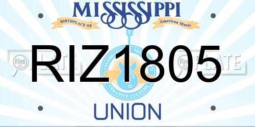 RIZ1805 Mississippi License Plate