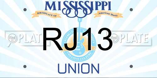 RJ13 Mississippi License Plate