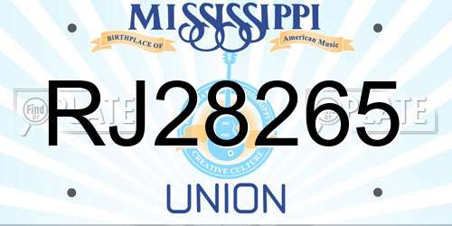 RJ28265 Mississippi License Plate