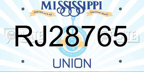 RJ28765 Mississippi License Plate