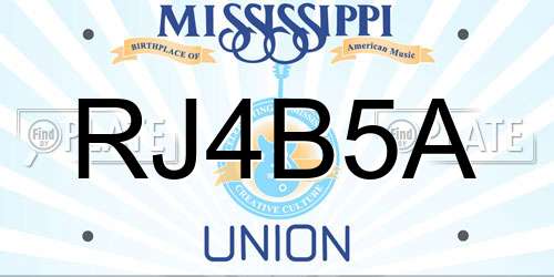 RJ4B5A Mississippi License Plate