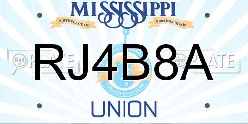 RJ4B8A Mississippi License Plate
