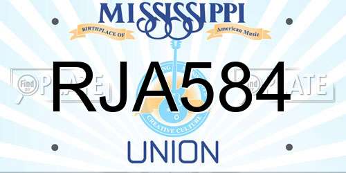 RJA584 Mississippi License Plate