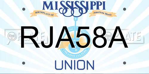 RJA58A Mississippi License Plate