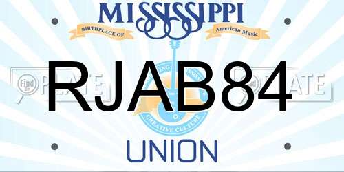 RJAB84 Mississippi License Plate