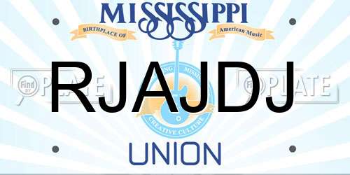 RJAJDJ Mississippi License Plate