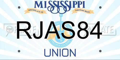 RJAS84 Mississippi License Plate