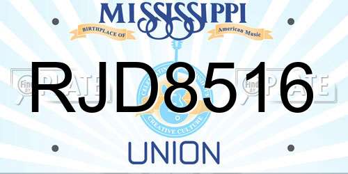 RJD8516 Mississippi License Plate