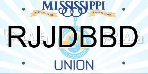 RJJDBBD Mississippi License Plate