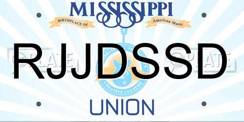 RJJDSSD Mississippi License Plate