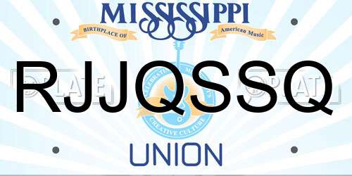 RJJQSSQ Mississippi License Plate