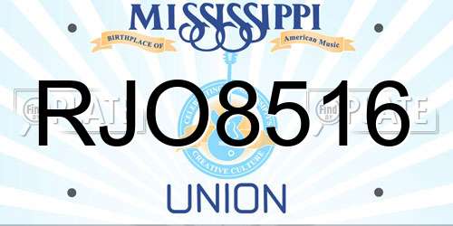 RJO8516 Mississippi License Plate