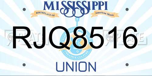 RJQ8516 Mississippi License Plate
