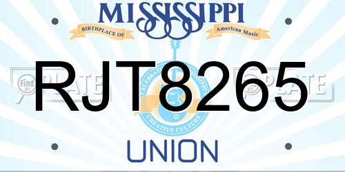 RJT8265 Mississippi License Plate