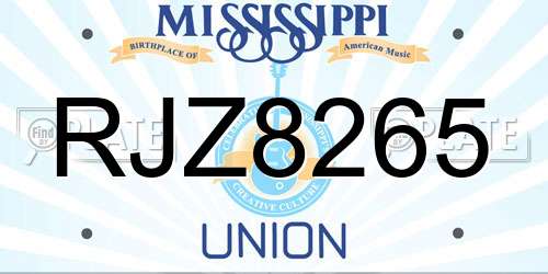 RJZ8265 Mississippi License Plate